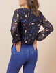 I.Code black blouse with multicolour flower print-3