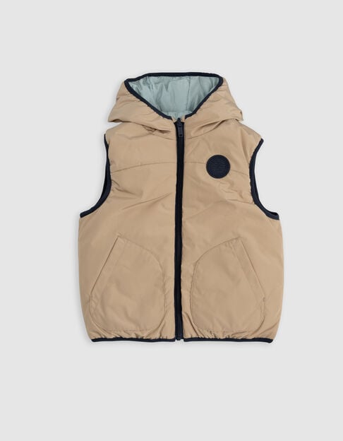 Doudoune réversible beige et vert d'eau garçon - IKKS