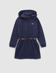 Girls’ navy glittery hooded sweatshirt dress-1