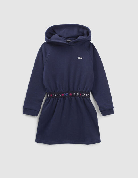Marine sweatjurk met glitter en kap meisjes - IKKS