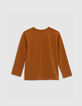 Camiseta mensaje azul satinado camel niño-3