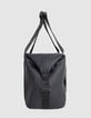 Men's weekend bag black nylon rubber effect-2
