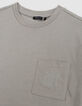 Khaki Jungen-T-Shirt, aufgesetzte Tasche, Stickerei-6