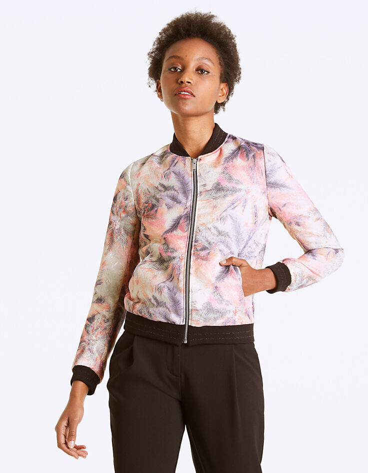 Women’s metallic palm print bomber jacket-2
