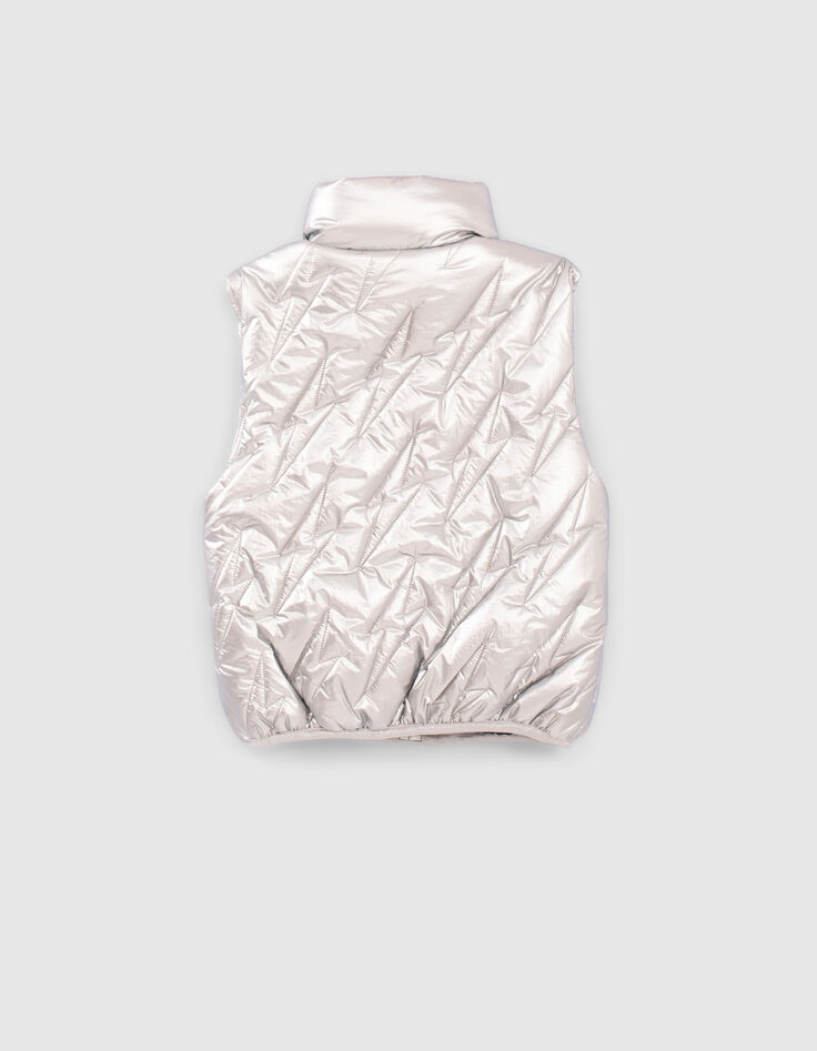 Girls&rsquo; silver quilted lightning bodywarmer-2