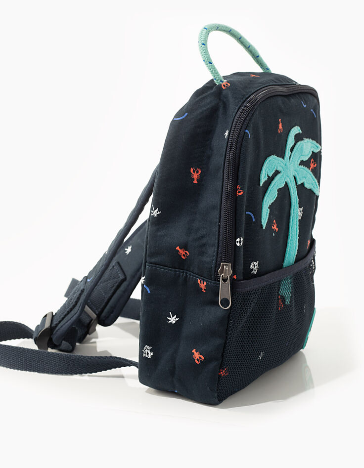 Boys&rsquo; navy with velvet palm tree backpack -4