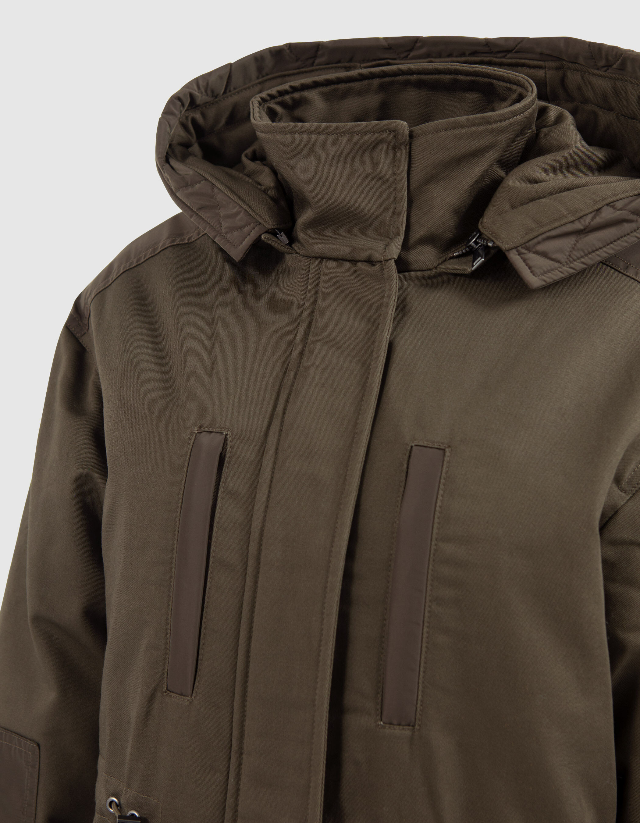 Women s khaki multi pocket hooded parka IKKS