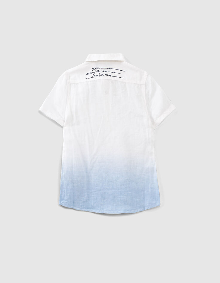 Boys’ off-white deep-dye-look cotton linen shirt-5