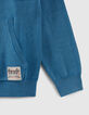 Blauer Jungen-Strickpulli, gebleichte Optik, Stickmotiv-4