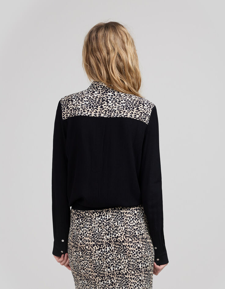 Chemise noire LENZING™ ECOVERO™ détails léo rock Femme-2 Chemise noire LENZING™ ECOVERO™ détails léo rock Femme-2