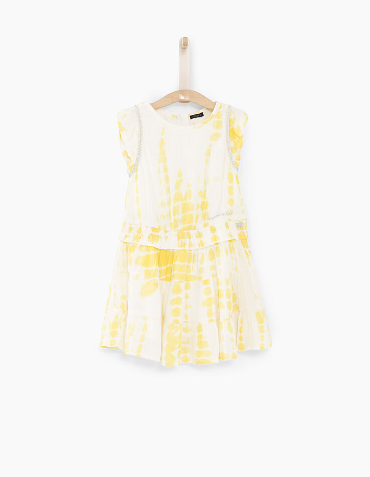 Robe jaune moyen tie and dye et tresses fille-1