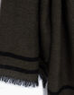 Kaki foulard in wol met zwarte strepen Heren-3