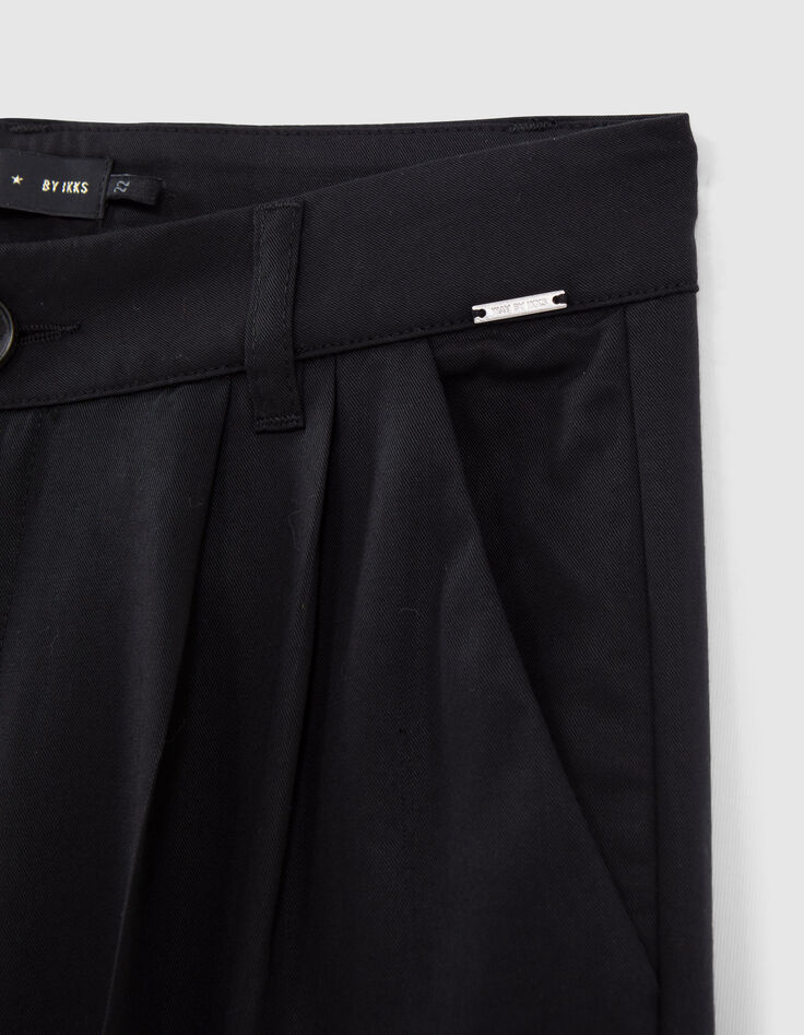Girls’ black Lyocell® wide trousers with darts-6