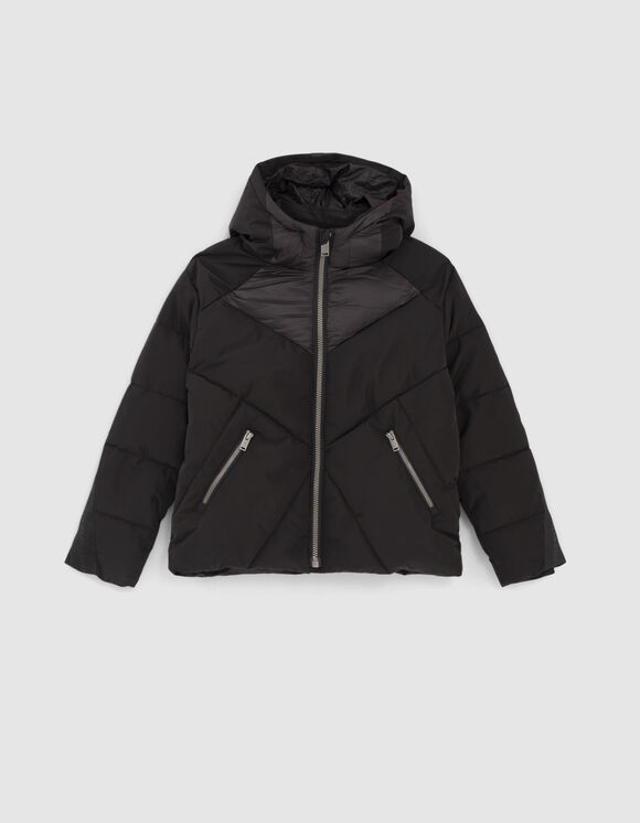 Boys’ black padded jacket with band set in sleeves