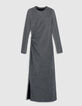 Silbernes Maxikleid aus geripptem Lurex-Netz für Damen-8