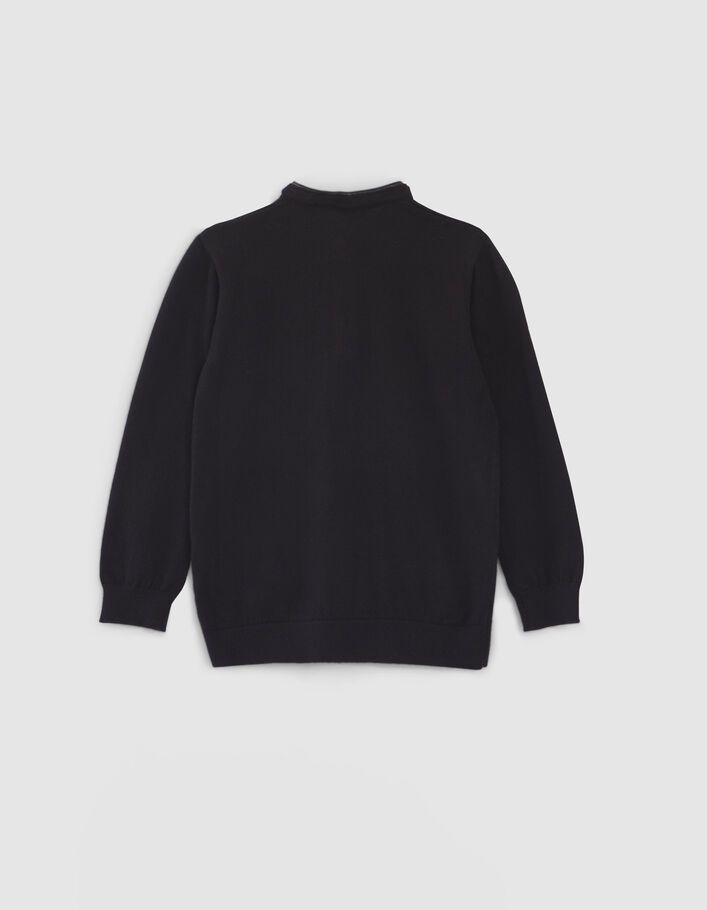Boys’ black knit button-neck sweater-5
