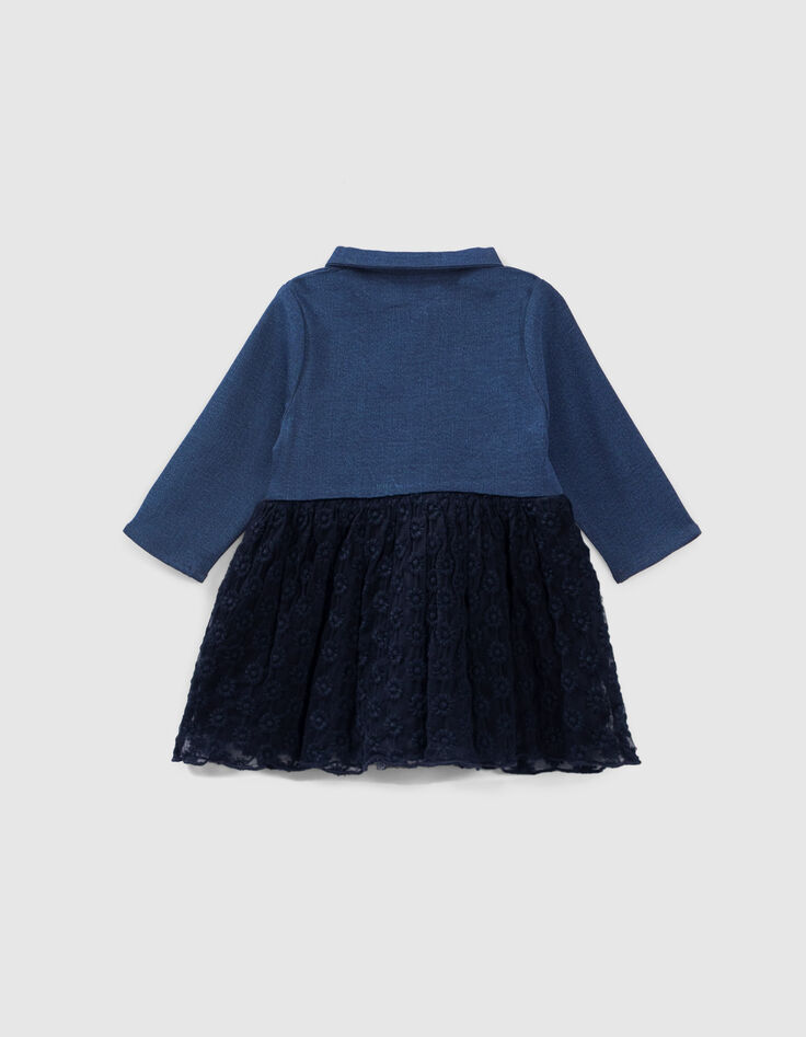 Vestido tutú azul marino bimaterial bebé niña-3
