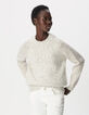 Women's Beige High-Neck Sweater in Yarn-Dyed Knit-5