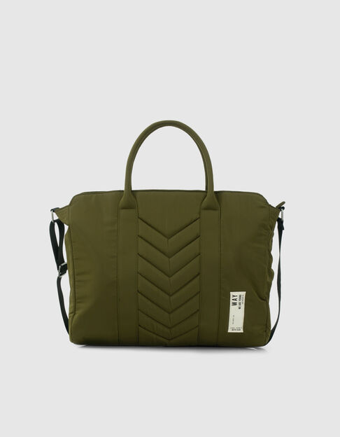 Kaki shopper visgraatdoorstikking meisjes