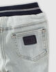 Baby boys’ bleach blue slogan organic cotton jeans  -5