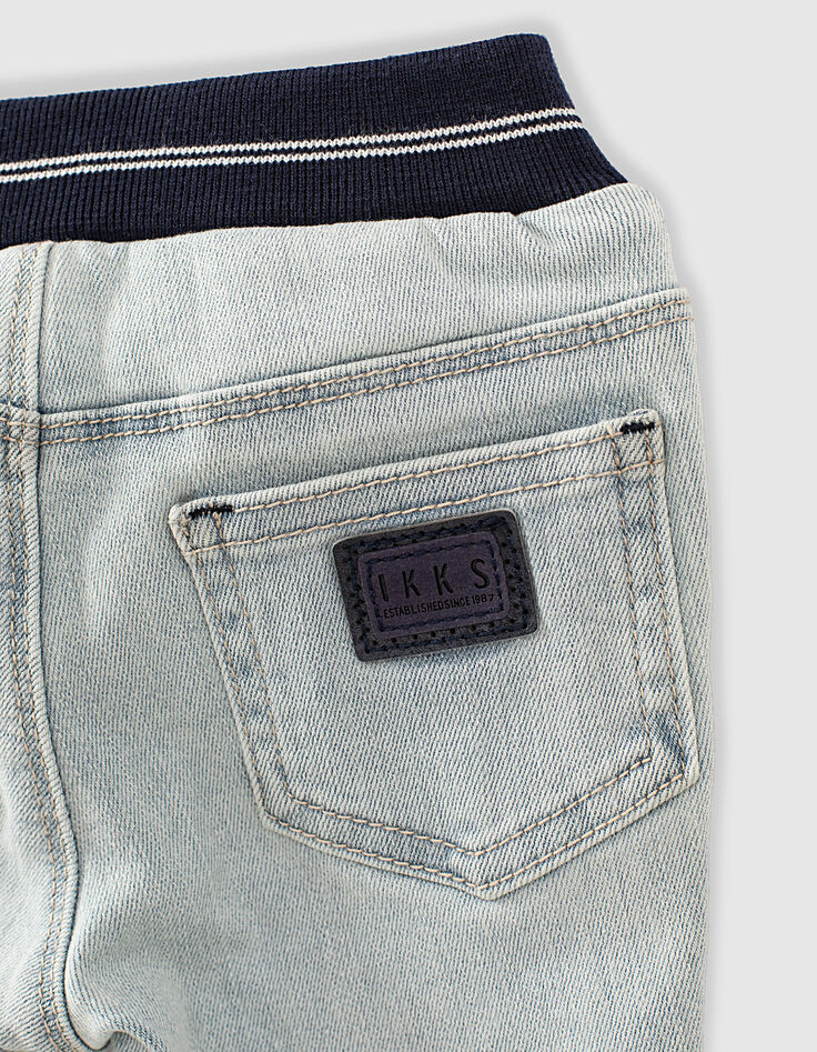 Baby boys’ bleach blue slogan organic cotton jeans  -5
