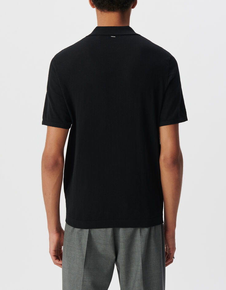Polo negro punto flameado hombre-3