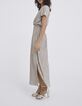 Robe longue dorée plissée réversible Femme-3