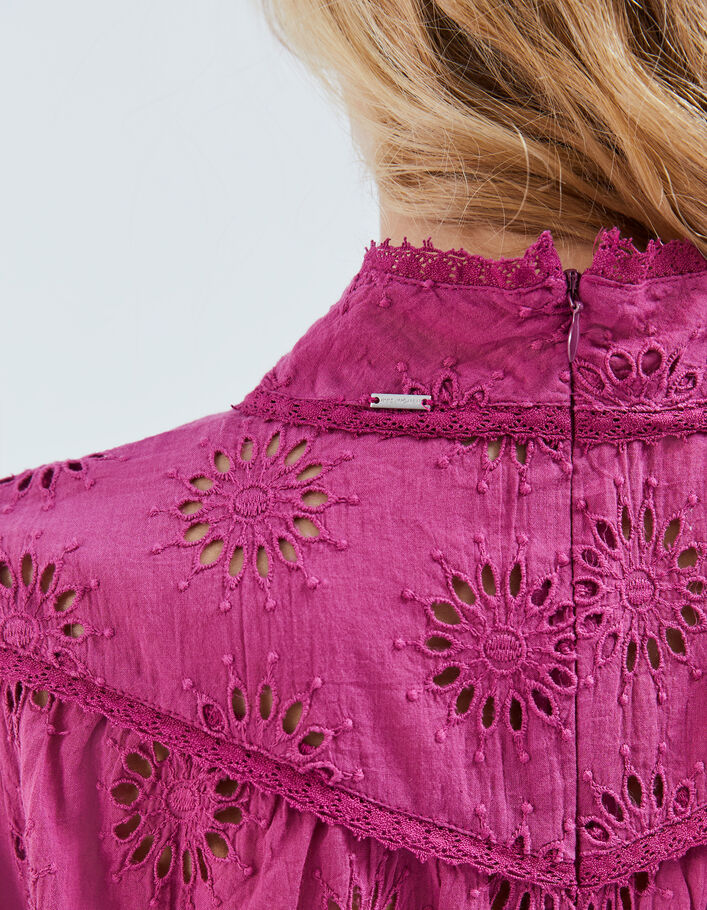 Violet blouse in biokatoen borduursel bloem dames - IKKS