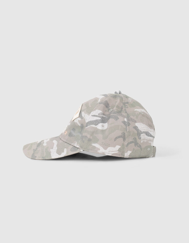 Pet kaki camouflage met borduursels meisjes-5