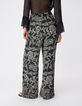 Zwarte wijde pantalon met bloemenprint voor dames-4