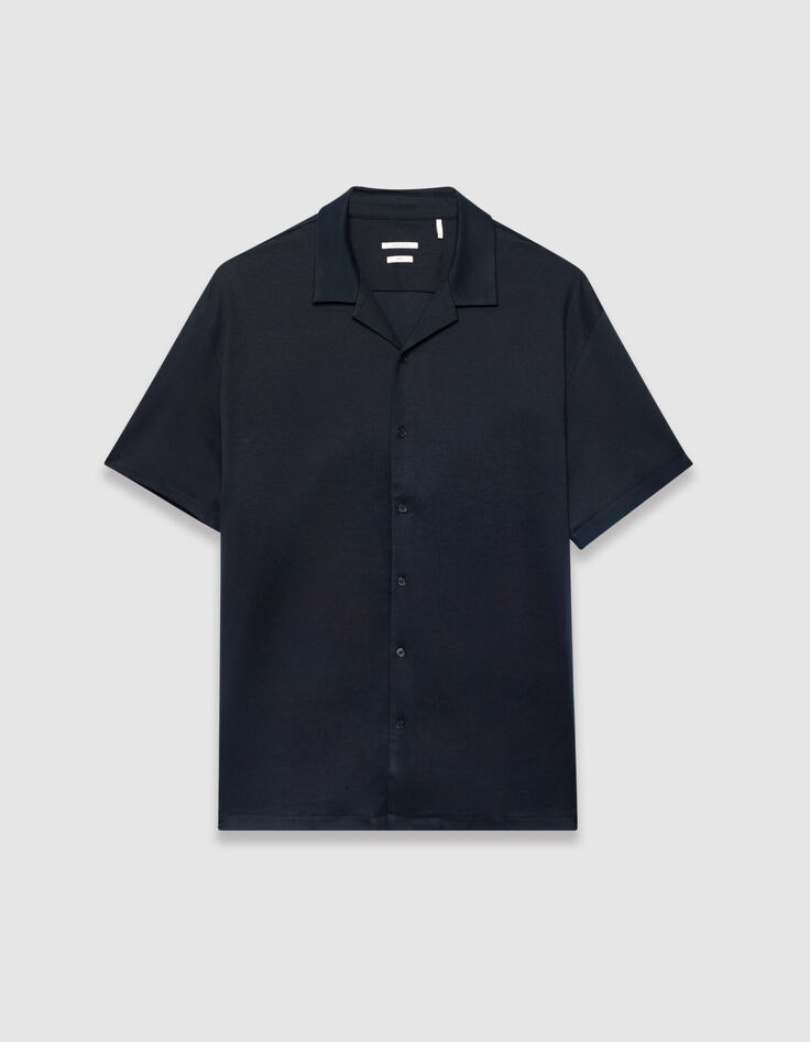 Camisa manga corta regular azul marino punto hombre-1
