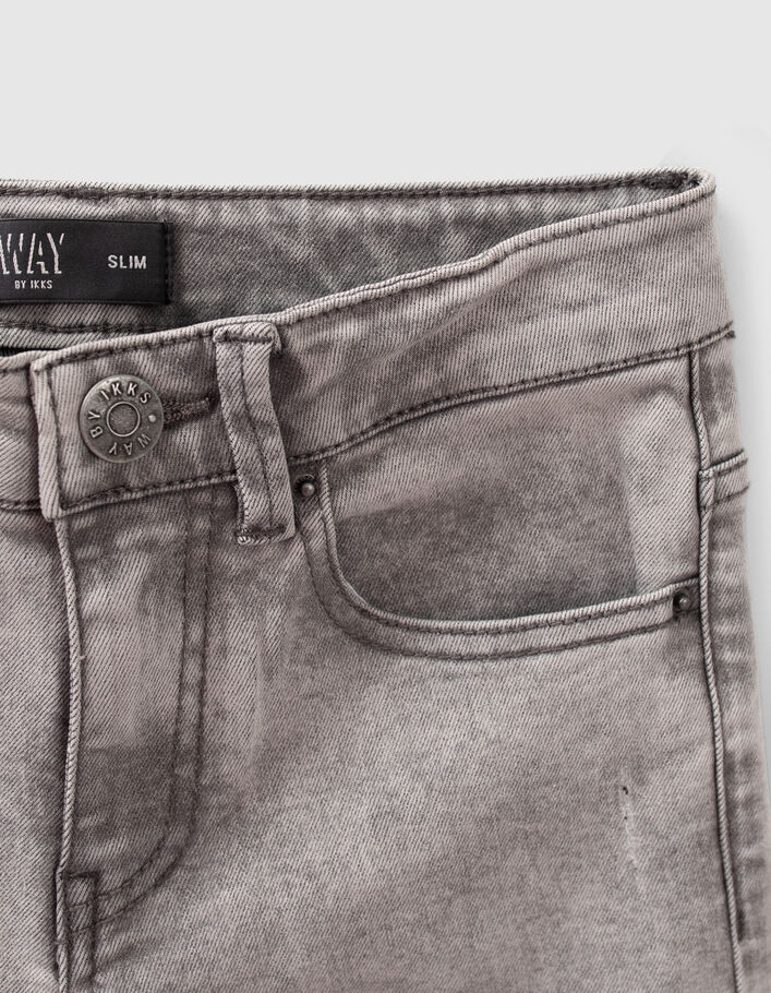 Graue Slim-Jungenjeans mit platziertem Used-Effekt - IKKS