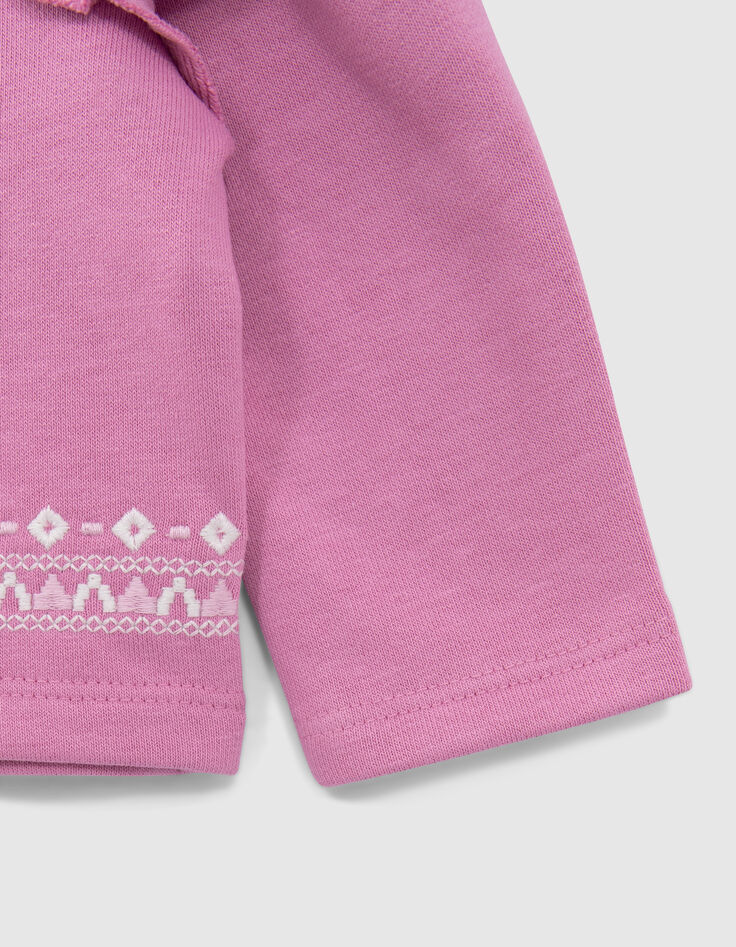 Baby girls’ mauve cardigan with ethnic embroidery-4