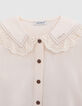 Shirt voor babymeisjes in ecru met kanten kraag-4