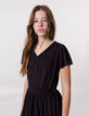 Robe noire jacquard gaufré fille-3
