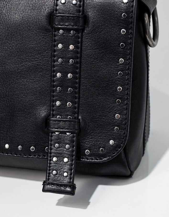 Sac besace The Profiler en cuir noir et clous bijoux femme