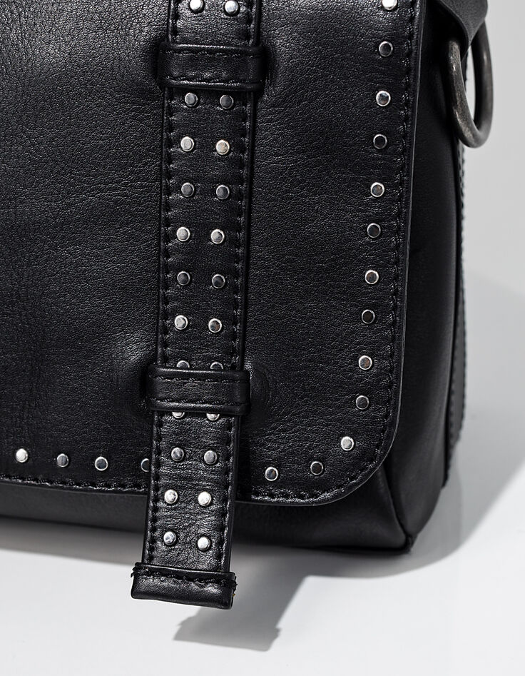 Sac besace The Profiler en cuir noir et clous bijoux femme-4