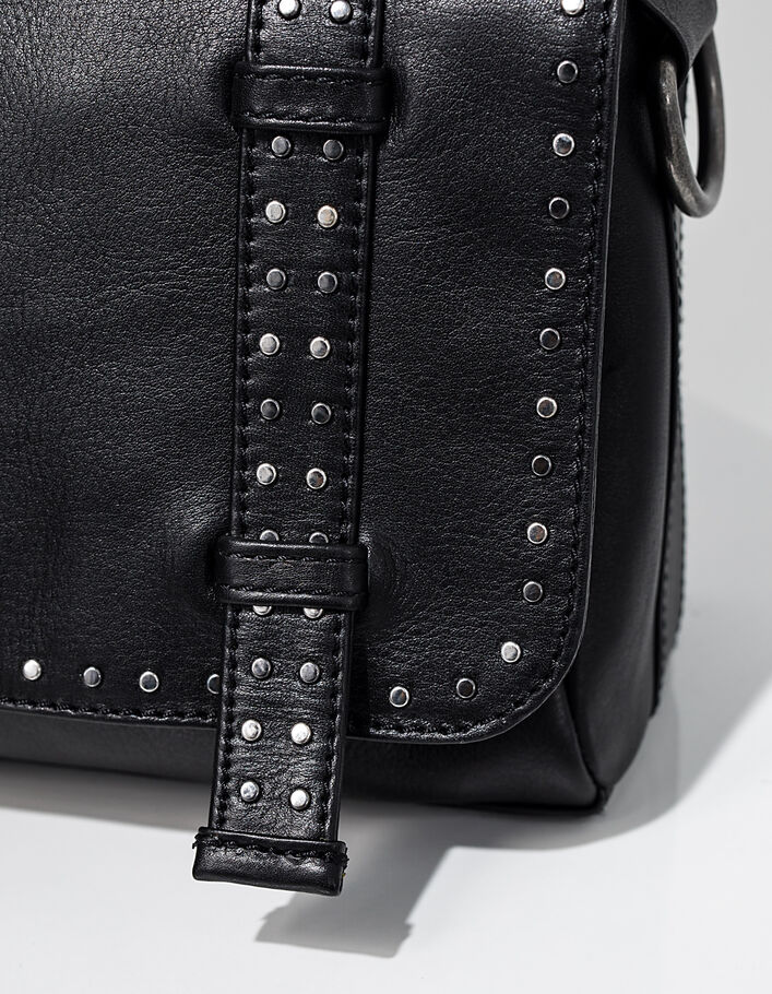 Women’s The Profiler black studded leather shoulder bag - IKKS
