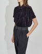 Women’s baroque print velvet funnel neck top-1