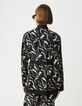 Chaqueta de mujer reversible negra con estampado de flores de cebra-3