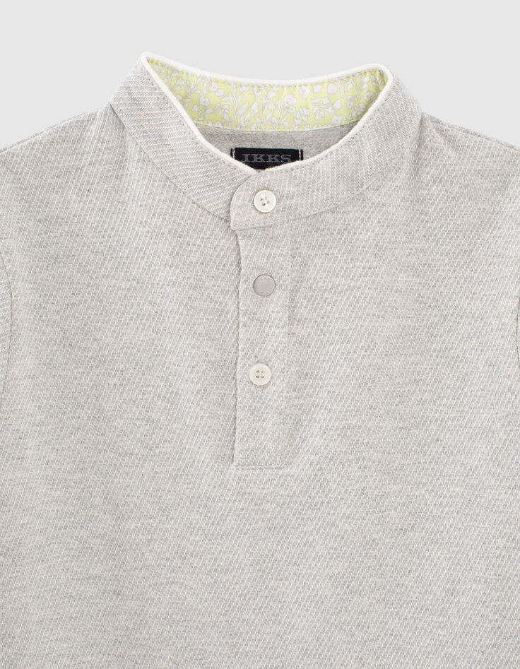 Polo gris chin&eacute; maille fantaisie gar&ccedil;on-3