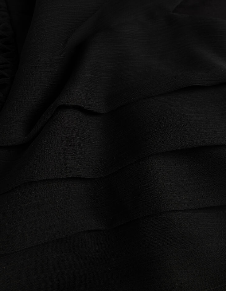 Top noir &agrave; smocks manches courtes-6