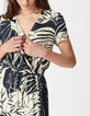 Robe marine imprim&eacute; maxi feuilles Femme-3