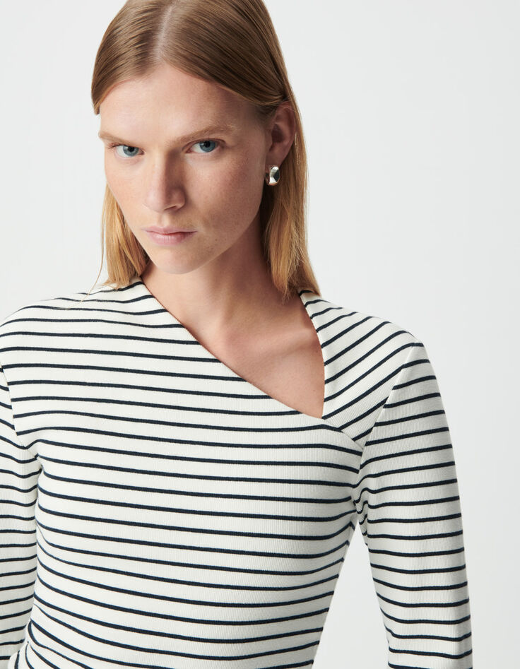 Women’s long-sleeved sailor T-shirt with asymmetric neck-4