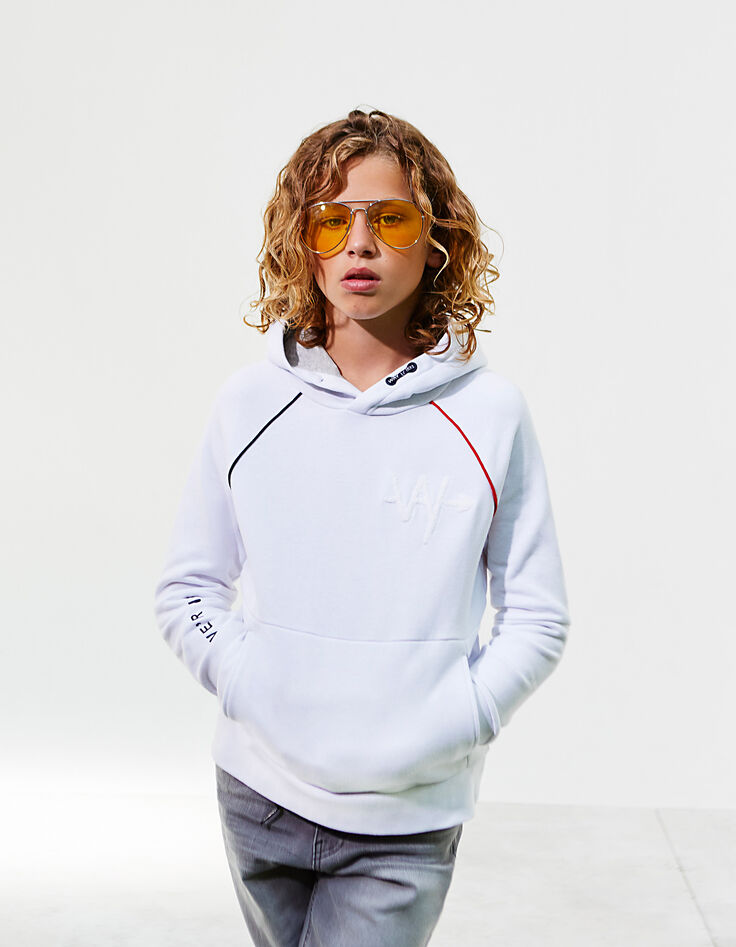 Witte sweater in colorblock-stijl jongens -1