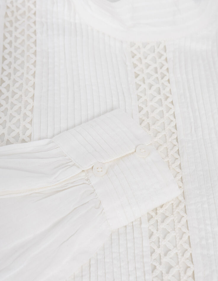Off-white Bluse aus Bio-Baumwolle mit Besätzen Damen-4