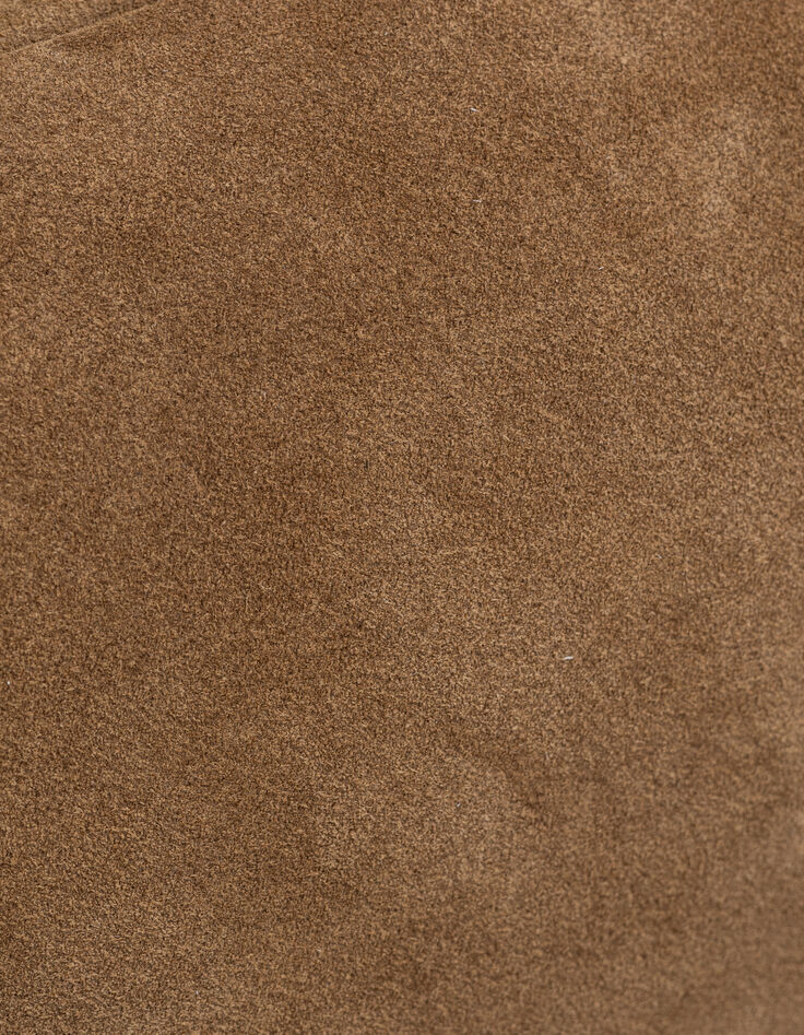 Sac banane 1440 camel cuir velours surpiqûres Femme-7