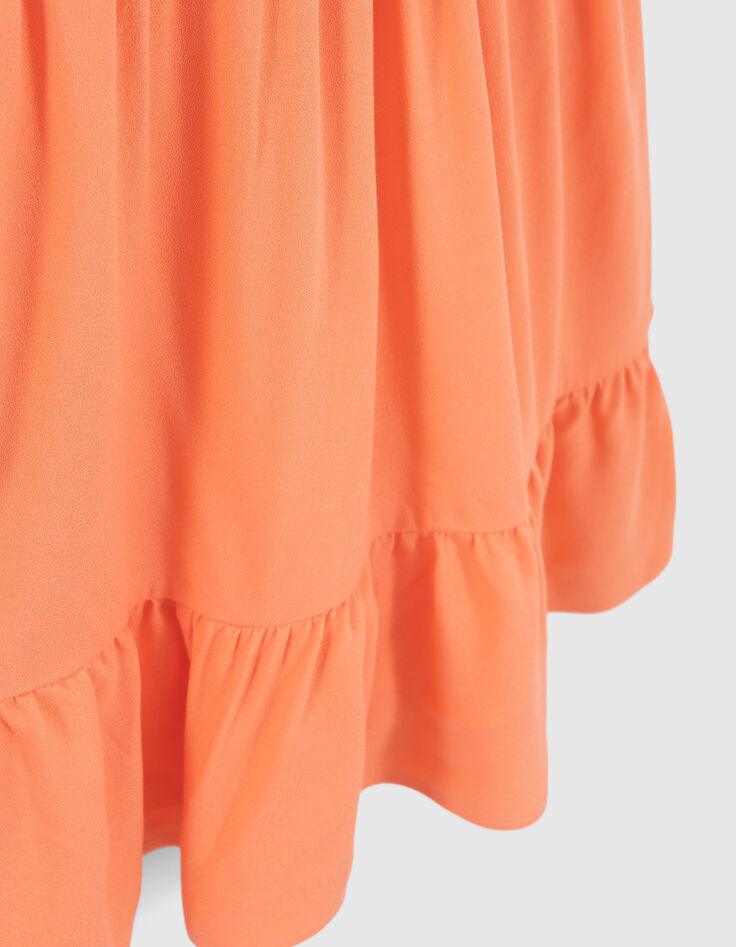 Orangefarbenes Mädchenkleid mit Rüschenärmeln-4