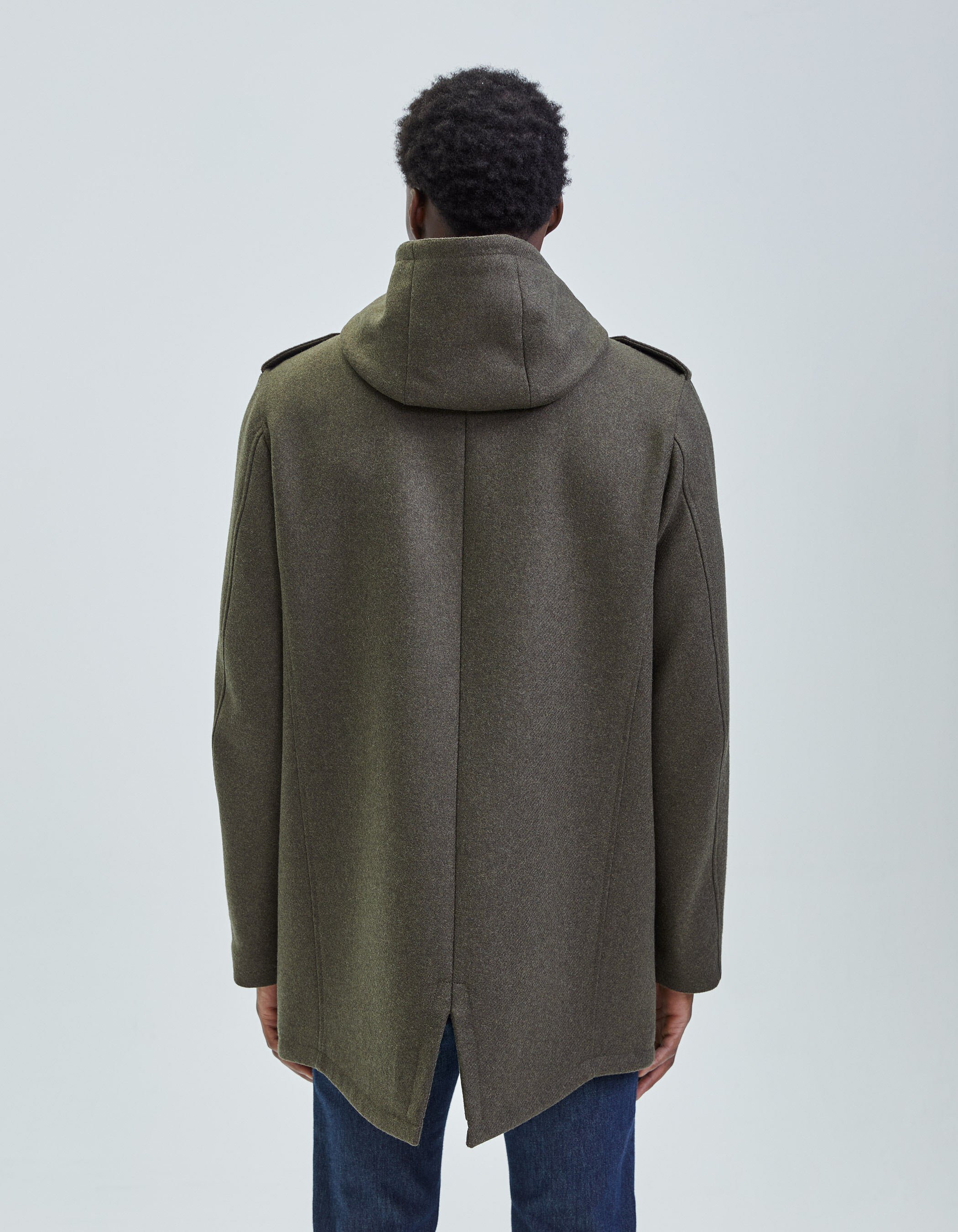 Manteau kaki capuche Homme