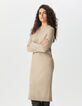 Robe pull beige tricot torsades placées Femme-2 Robe pull beige tricot torsades placées Femme-2